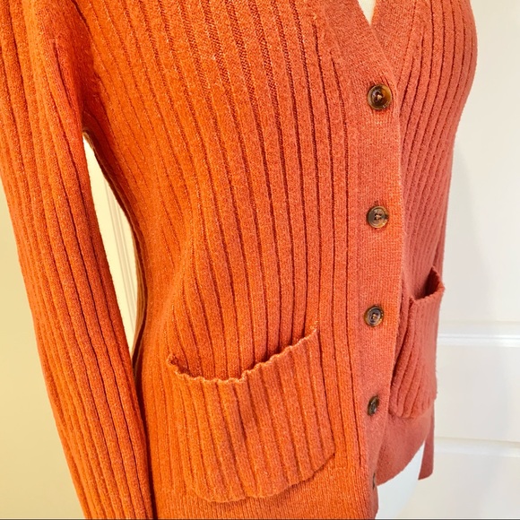 LOFT Ribbed Red NWT Cardigan Size M - Picture 4 of 9